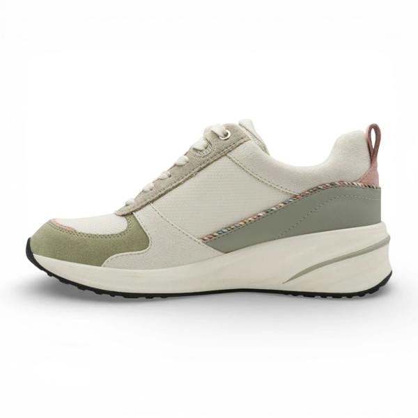 Tamaris Women's White Green Platform Zip Lace-Up Sneakers