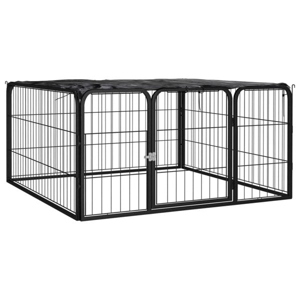 Berkfield Dog Playpen 4 Panels Black 100x50 cm Powder-coated Steel