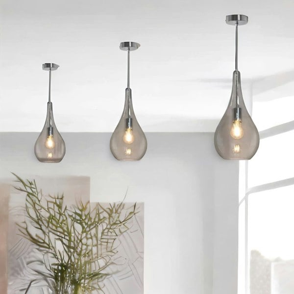 Rafaelo Mobilia Teardrop Smoked Light Shade Ceiling Pendant Grey