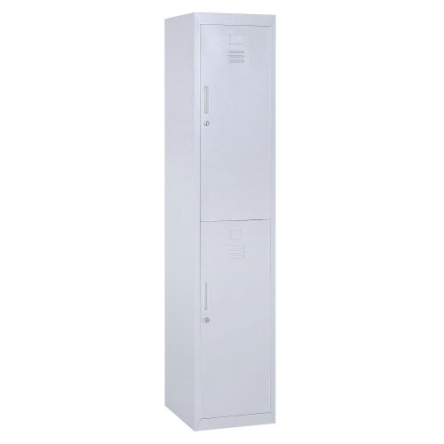 Wyld Haus Marino 180cm Light Grey Metal Tall Locker Storage Cabinet With Internal Shelves