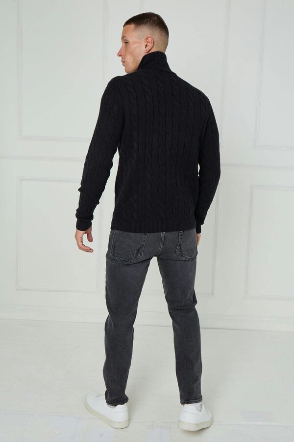 Men’s Cable Knit Turtleneck Jumper