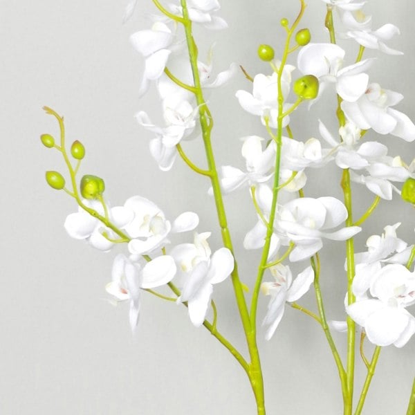 Leaf 60cm Artificial Luxury Orchid - Triple Stem - White Realistic Plant