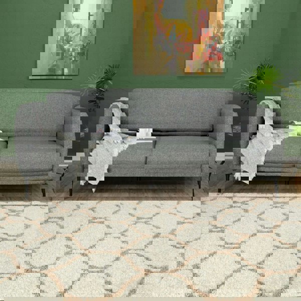 Trellis Design Thick Shaggy Area Rugs Ivory Beige