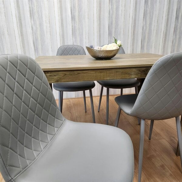 Kosy Koala Dining Set of 4 Dining Table and 4 Grey Gem Patterned Stitiched Chairs