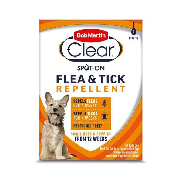 Bob Martin Clear Spot On Flea & Tick Prevention For Dogs (4 Weeks)