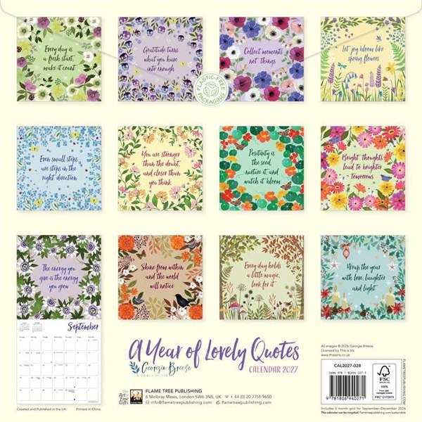 A Year Of Lovely Quotes Calendar 2027, Wall Calendars, Month To View, Lifestyle, Gift