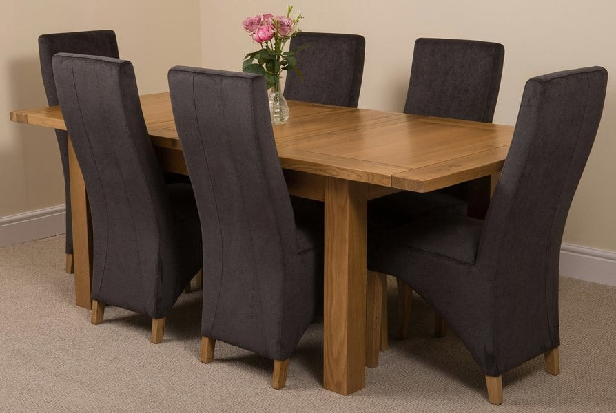 That's Furniture Seattle Oak Extending Dining Table with Lola Fabric Chairs