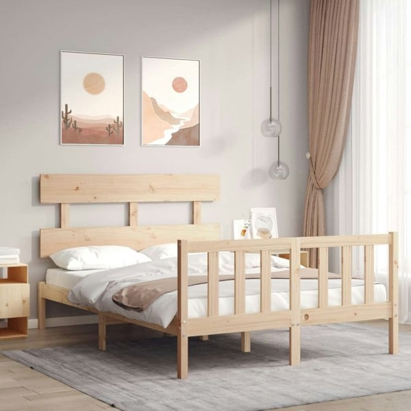Berkfield Bed Frame with Headboard 140x200 cm Solid Wood