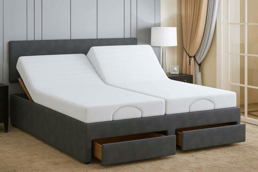 Paradise Beds Medora Electric Adjustable Bed with End Drawers and  Memory Mattress