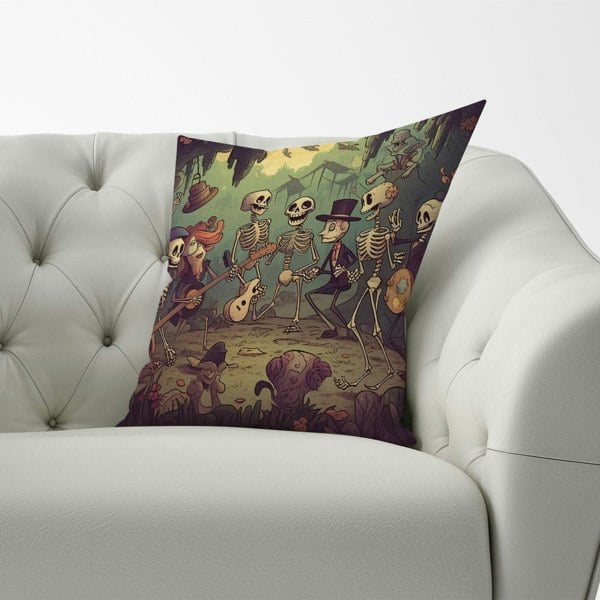 Warren Reed Cartoonish Skeletons Having A Party Cushions