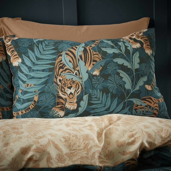 Catherine Lansfield Tropic Tiger Leaf Reversible Duvet Cover Set