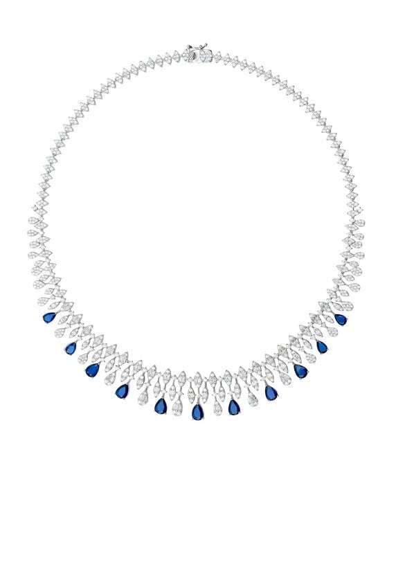 Latelita Duchess Sapphire Statement Necklace Silver
