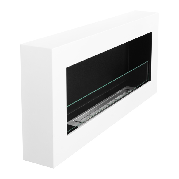 BIOFireplacesGMT Bioethanol Fireplace Wall Mounted 900x400 White Matt with Glass Ventless