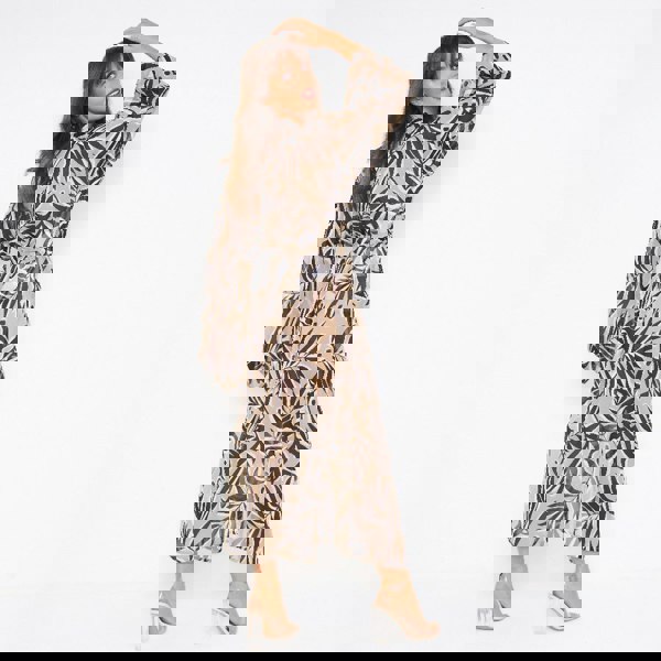 Kitten Beachwear Niko Maxi Kimono in Black Palm