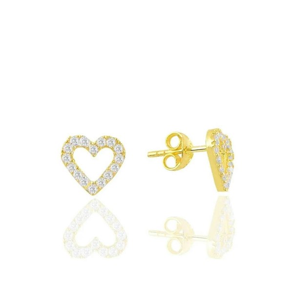 Spero London Heart Sterling Silver Stud Earrings