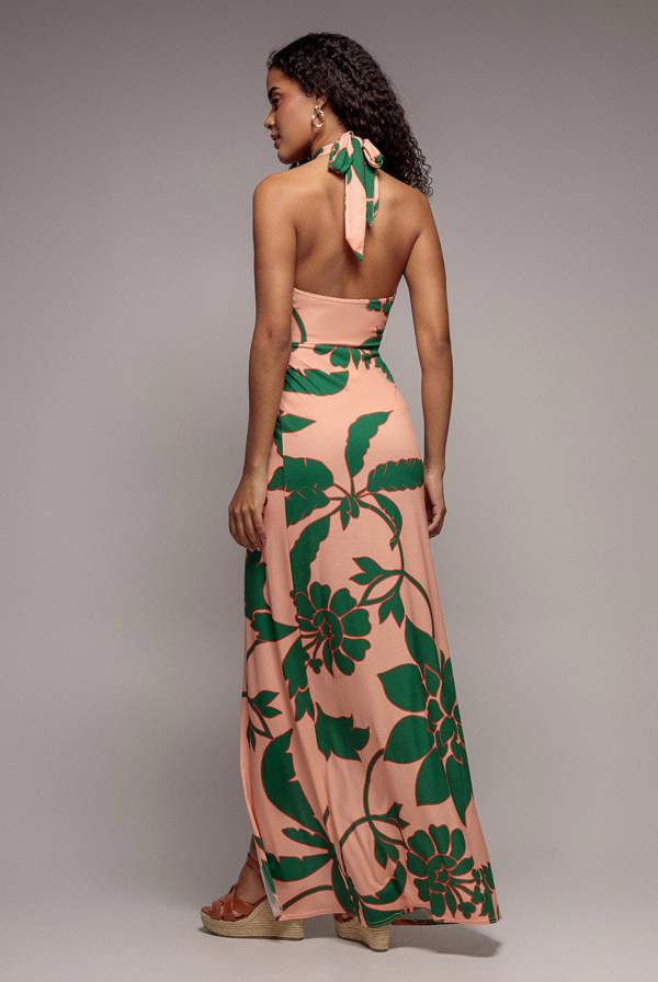 Printed Crossover Maxi Dress - Green DR3602