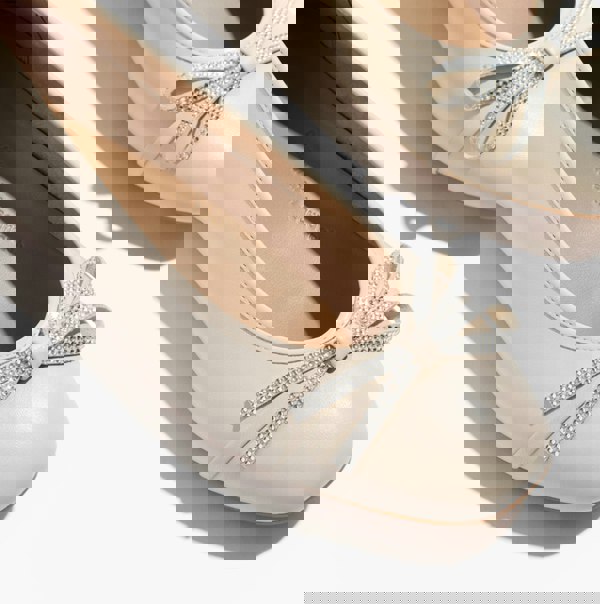 FitFlop DELICATO GLITZ-BOW LEATHER Womens Ballet Paris Beige