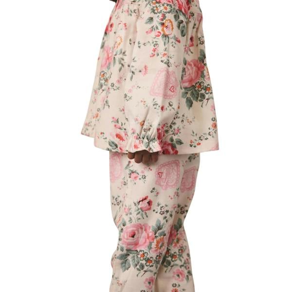 Cath Kidston Girls Roses Button Through Pyjama Set - Ecru/White - 
