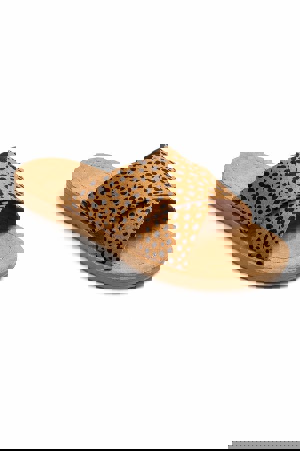 Trendy Trotters Womens Crisscross Flat Bed Leopard Sandals - Ladies Summer Slip-On-Shoes