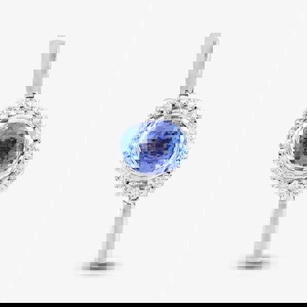 T. H. Baker 9ct White Gold Oval Cut Tanzanite & Brilliant Cut Diamond Halo Ring 10-80-567/25-04-228 N