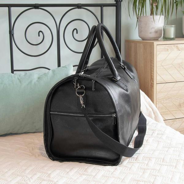Monogrammed Leather Business Garment Bag - close-up detail