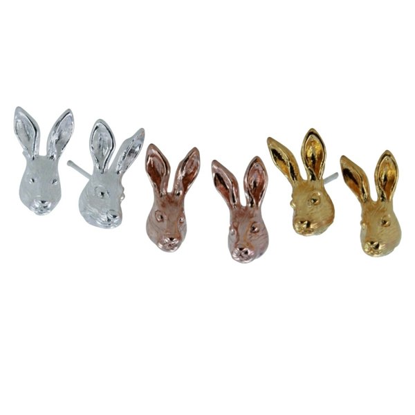 Sterling Silver Hare Stud Earrings - Reeves & Reeves