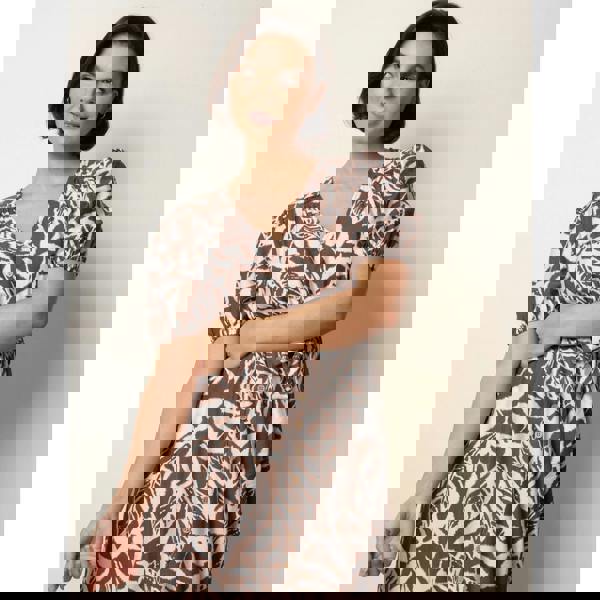 Blue Vanilla Coconut Button Belted Midi Dress