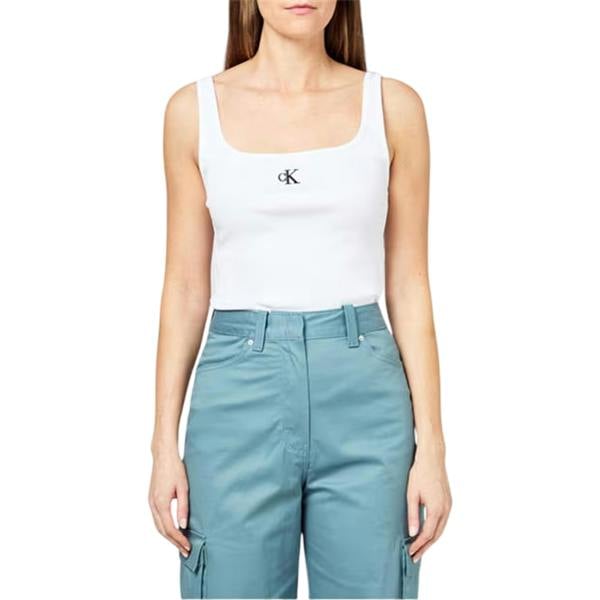 Calvin Klein Womens/Ladies Monogram Cotton Jersey Tank Top - White - 