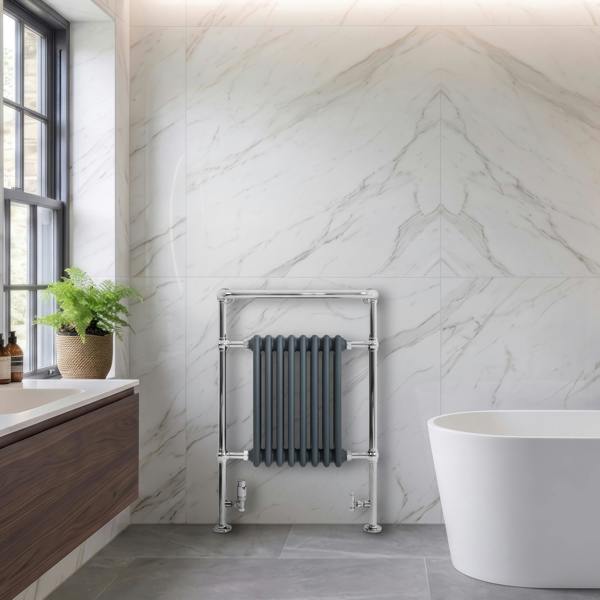 Monstershop Traditional Heated Towel Rail Radiator – 950mm x 660mm  – Anthracite Grey