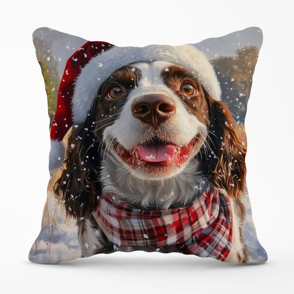 Warren Reed Christmas Springer Spaniel Cushion