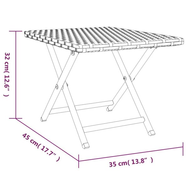 Berkfield Folding Table Grey 45x35x32 cm Poly Rattan