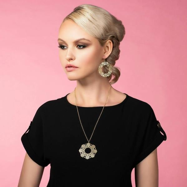 Large Gold Flower Earrings with a Brushed Finish - namana.london