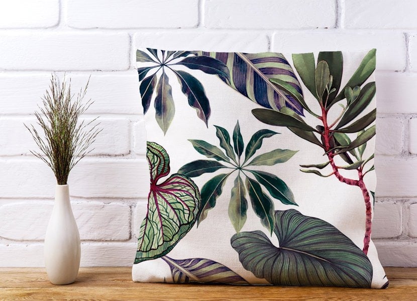 Warren Reed Watercolor Tropical Leaf Cushions