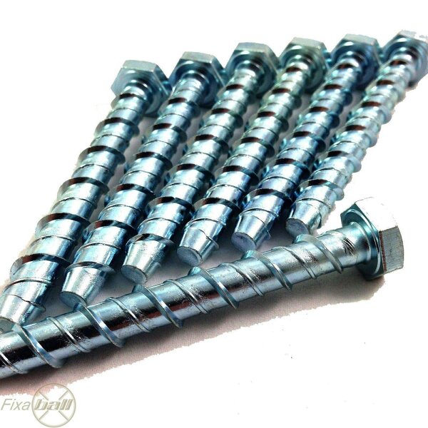 Fixaball M16 Concrete Anchor Screw Hex Self Tapping High Tensile BZP