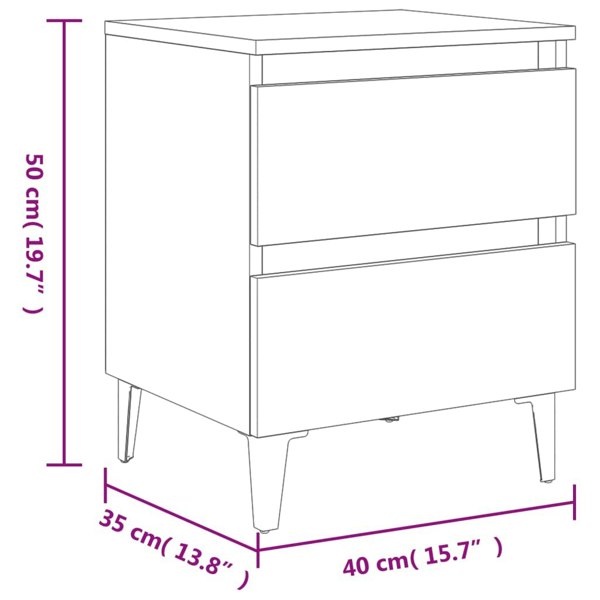 Berkfield Bed Cabinets with Metal Legs 2 pcs Smoked Oak 40x35x50 cm