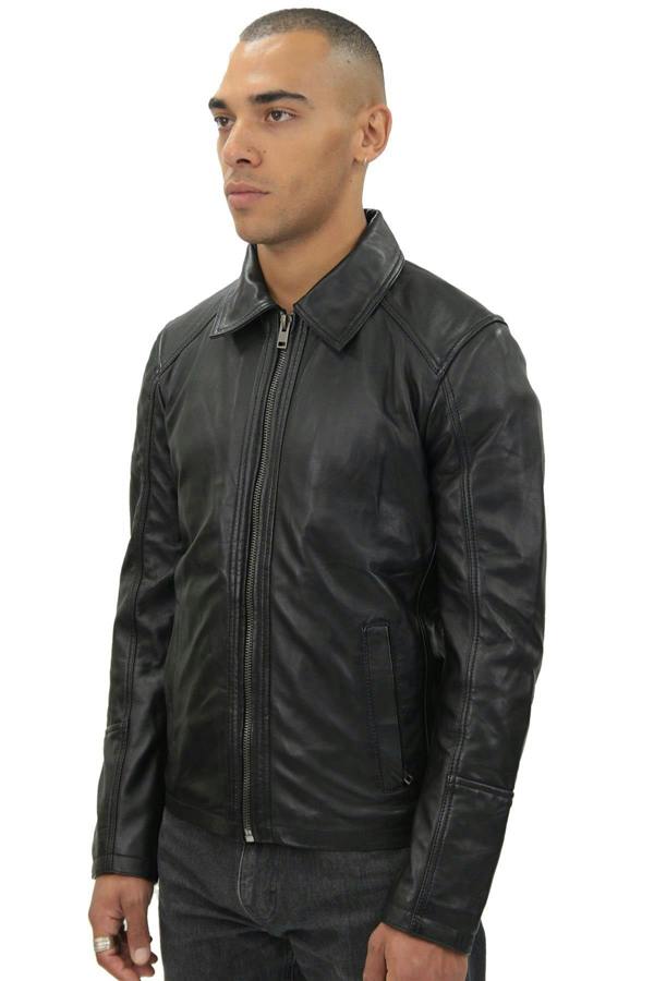 Infinity Leather Mens Smart Classic Harrington Leather Jacket-New York