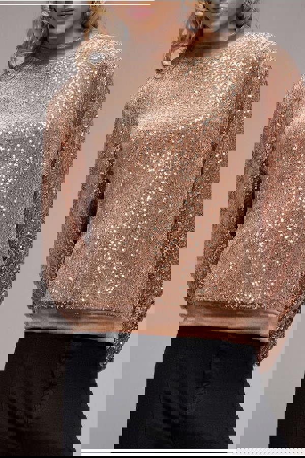 Sequin Velvet Jumper - Champagne T199