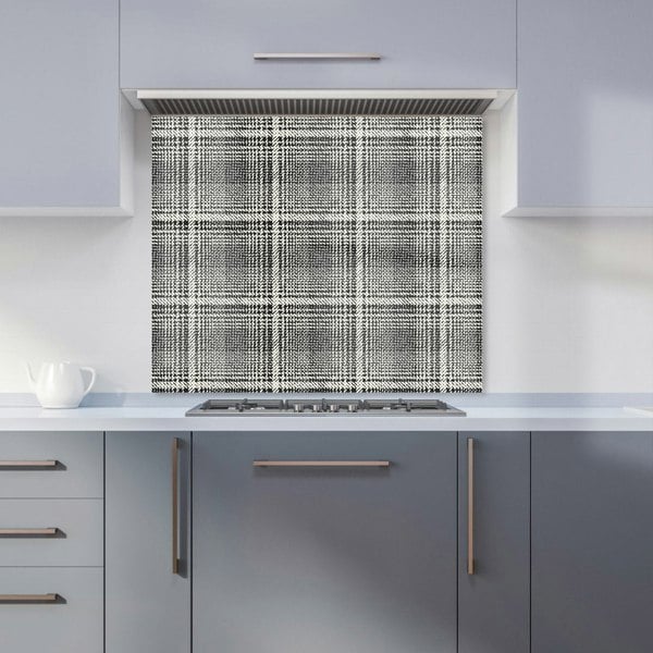 Warren Reed - Designer Monochrome Textured Checked Pattern Kitchen Splashback