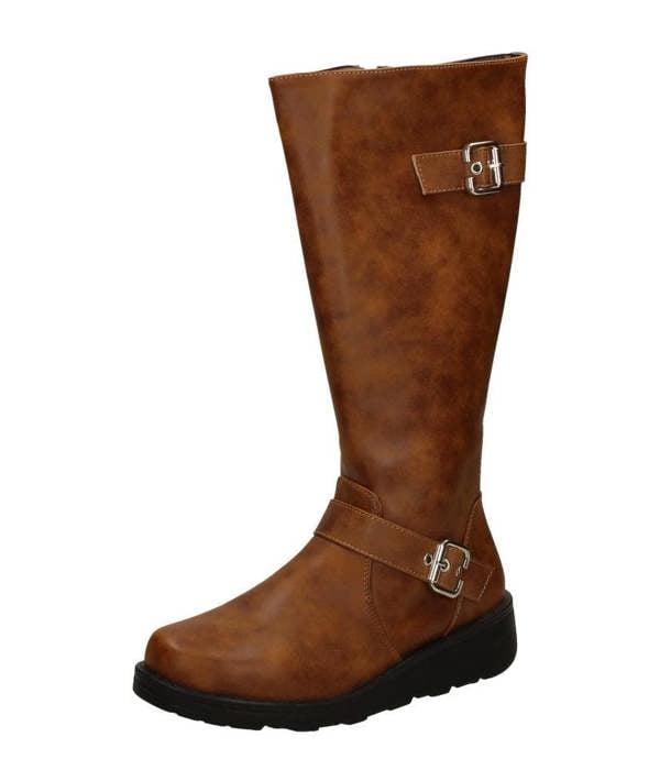 Spot On Ladies Spot On Buckle Detailed Wide Fit Knee High Boots F51202
