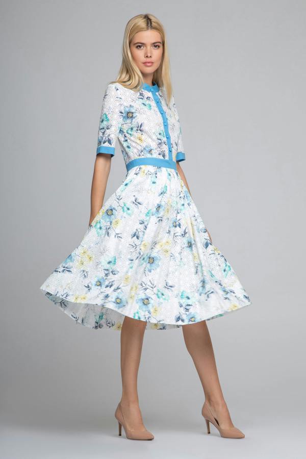 Rumour London Toscana floral print broderie anglaise midi dress in blue