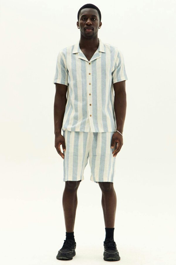 Men’s Striped Short Sleeve Shirt & Shorts Co-Ord Set