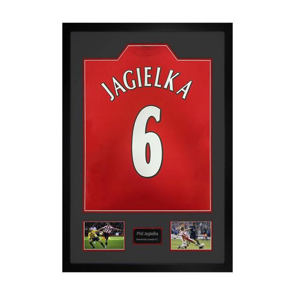 Phil Jagielka Signed Sheffield United Shirt Premium Frame