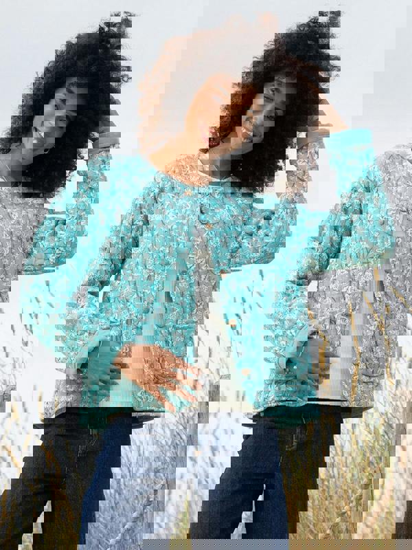 Kite Womens Organic Harbin Quilted Jacket Ocean Bloom