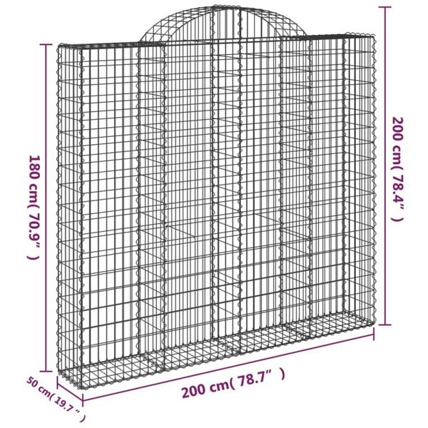 Berkfield Arched Gabion Baskets 2 pcs 200x50x180/200 cm Galvanised Iron