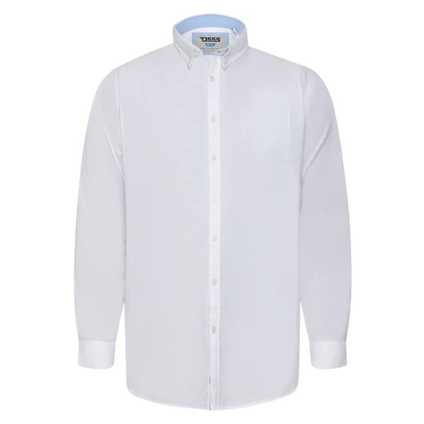 Duke Mens D555 Richard Oxford Kingsize Tall Long-Sleeved Shirt - White - 