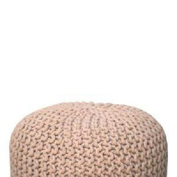Wyld Haus Mantua Beige Woven Round Footstool