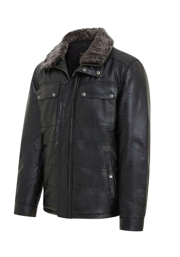 Infinity Leather Mens Leather Puffer Quilted Jacket - Farsund
