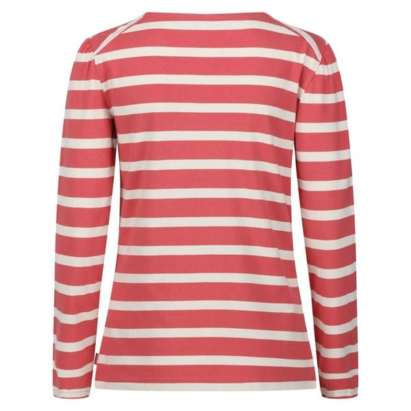 Regatta Women's Federica Stripe Long-Sleeved T-Shirt - Mineral Red/Light Vanilla