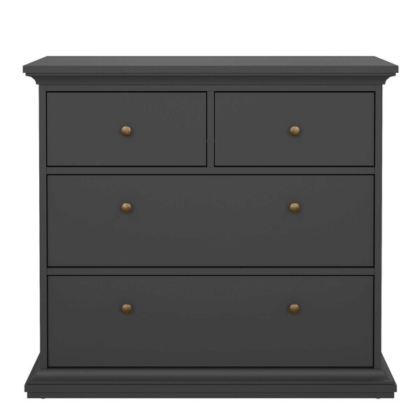 Wyld Haus Osaka Farmhouse Dark Grey Wooden Chest 4 Drawers