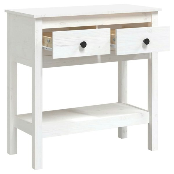 Berkfield Console Table White 75x35x75 cm Solid Wood Pine